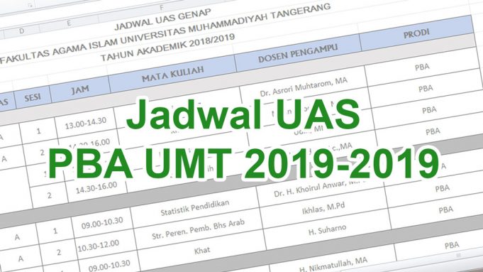 Jadwal Ujian Akhir Semester (UAS) PBA UMT 2018-2019