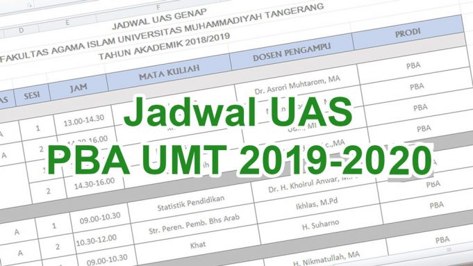Jadwal Ujian Akhir Semester (UAS) PBA UMT 2019-2020